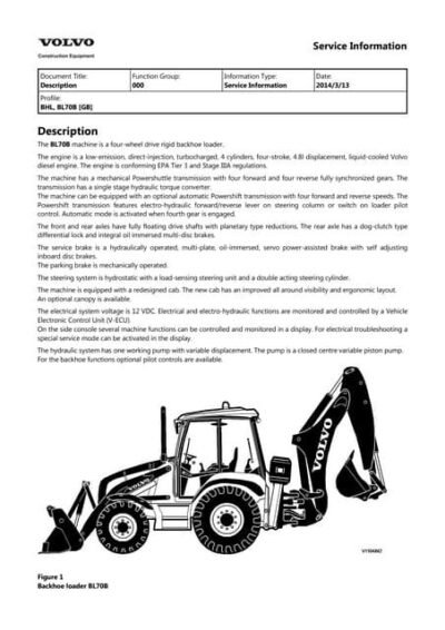 Volvo BL70 Backhoe Loader Workshop Repair Manual - Image 3