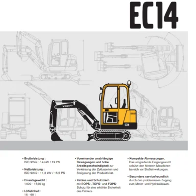 Volvo Ec14 Excavator Service Parts Manual