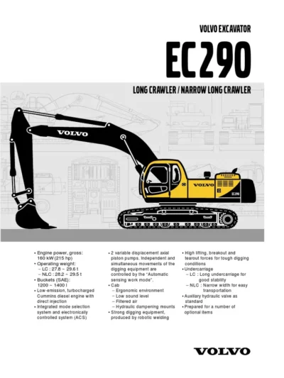 Volvo Ec290 Ec290 Lc Excavator Service Parts Manual Download - Image 2