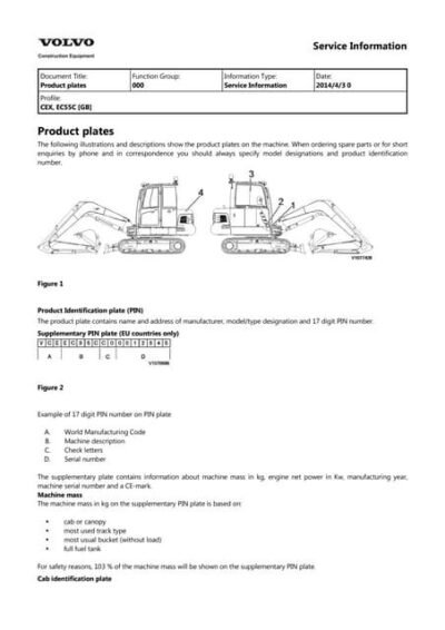 Volvo Ec60c Excavator Parts Catalog Manual - Image 2