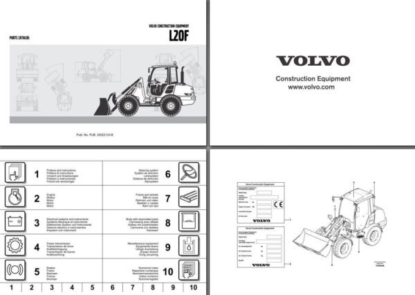 Volvo L20F Wheel Loader Service Parts Catalog Manual