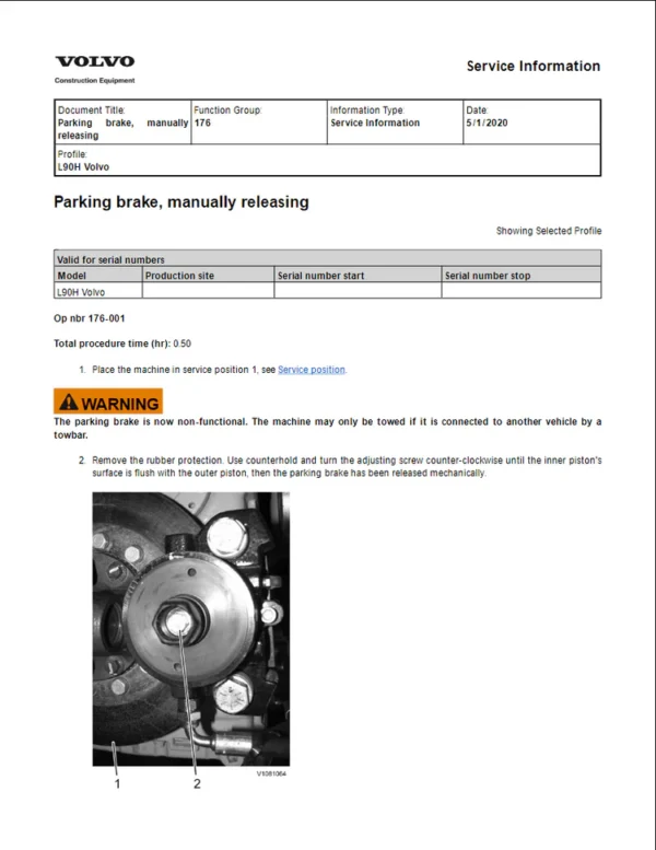 Volvo L90h Wheel Loader Workshop Service Manual