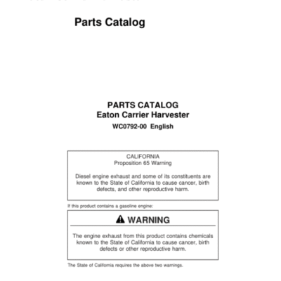 Eaton Carrier Harvester Parts Catalog Manual