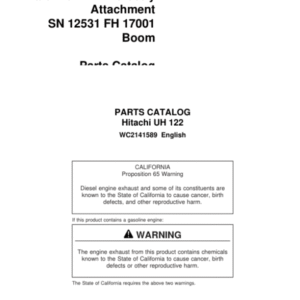 Hitachi UH 122 Attachments Parts Catalog Manual