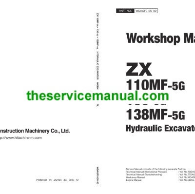Cart Hitachi ZX110MF-5G, ZX130-5G, ZX138MF-5G Excavator Service Repair Manual