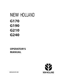 Cart New Holland G170 G190 G210 G240 Tractor Operator & Maintenance Manual