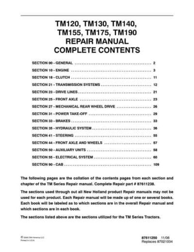 New Holland Tm140 Tractor Parts Manual - Image 2
