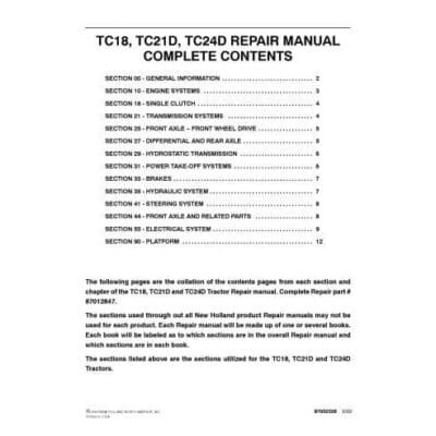 New Holland Tc21d Tc24d Tractor Operators Manual - Image 2