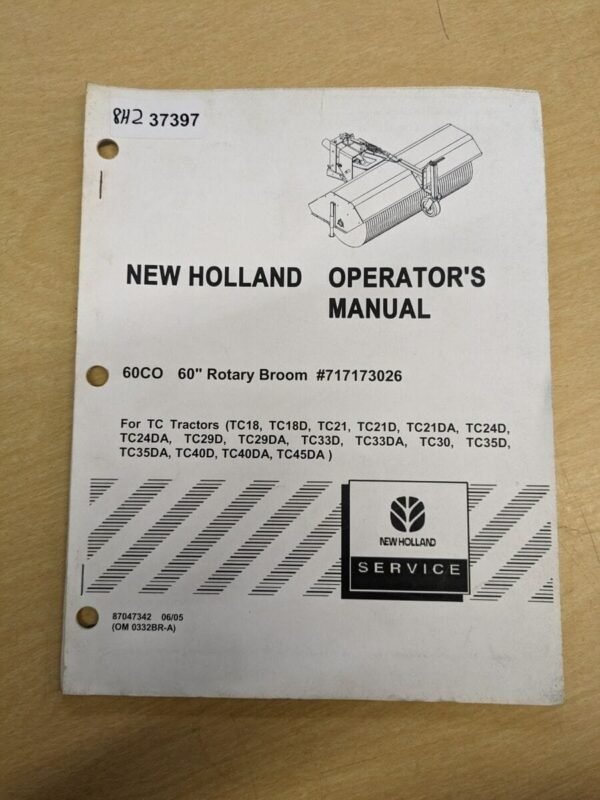 New Holland 60co 60 Rotary Broom Tractor Operators Manual
