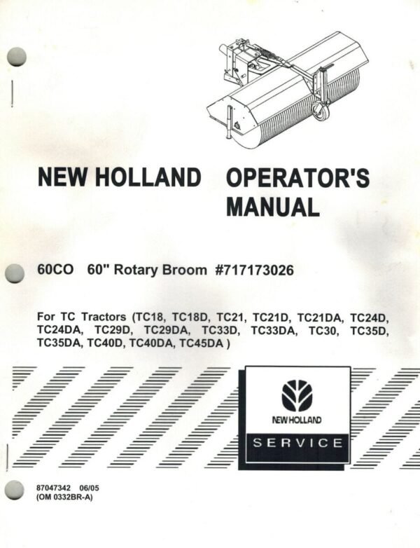 New Holland 60co 60 Rotary Broom Tractor Operators Manual