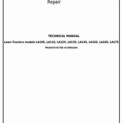 John Deere LA105, LA115, LA125 Service Repair Manual