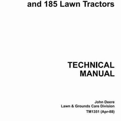 John Deere 130,180, 185 Riding Lawn Tractors Service Manual