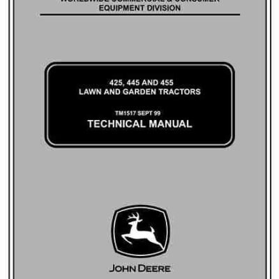 John Deere 425 445 455 Lawn Garden Tractors Service Manual