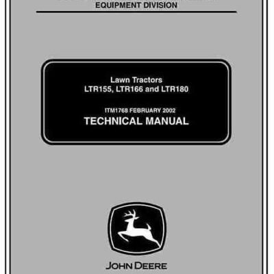 John Deere LTR155 LTR166 LTR180 Lawn Tractors Diagnostic Repair Manual