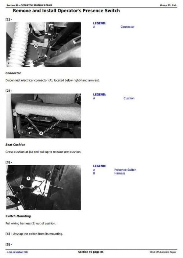 John Deere 9650CTS Combine Repair Technical Manual