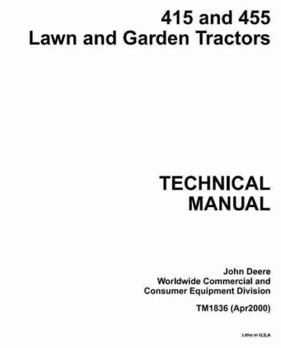 John Deere 415 455 Lawn and Garden Tractors Diagnostic Service Manual