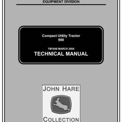 John Deere 990 Compact Utility Tractors Technical Service Manual