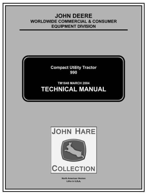 John Deere 990 Compact Utility Tractors Technical Service Manual