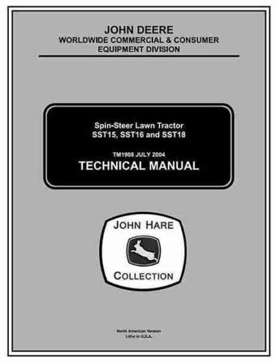 John Deere SST15 SST16 SST18 Lawn Tractors Service Manual