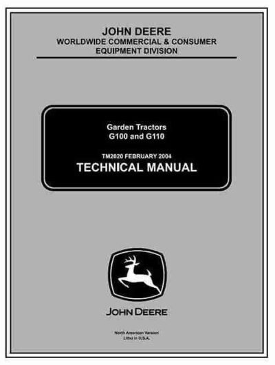 John Deere G100 G110 Lawn and Garden Tractors Technical Manual