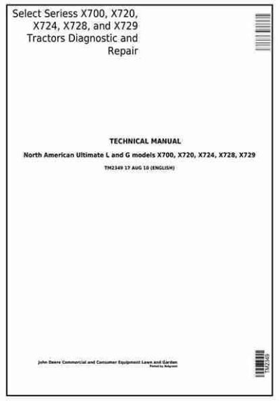 John Deere X720 X724 X728 Lawn Tractors Service Manual