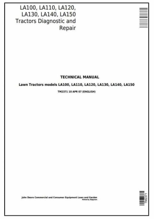 John Deere LA130 LA140 LA150 Service Repair Manual