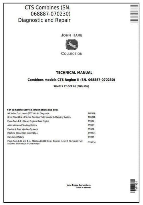 John Deere CTS Diagnostic Service Manual TM4521
