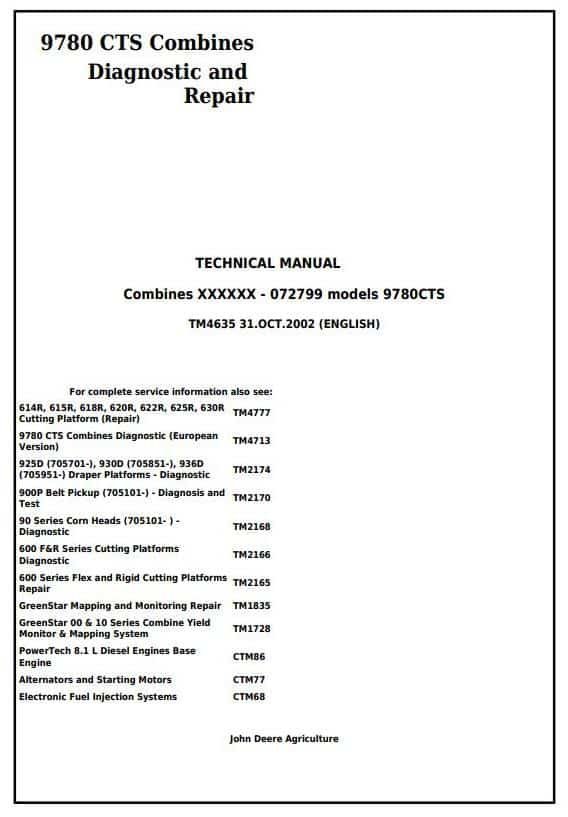John Deere 9780 CTS Combines Diagnostic and Repair Manual John Deere 9780 CTS Combines Diagnostic and Repair Manual - Image 2
