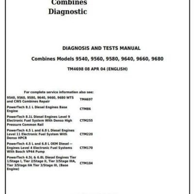 John Deere 9540 9660 9680 CWS WTS Diagnostic Service Manual