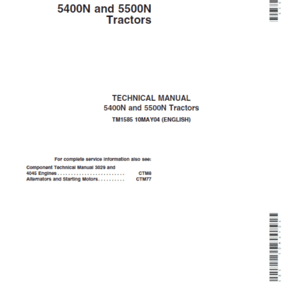 John Deere 5400N, 5500N Tractors Repair Technical Manual