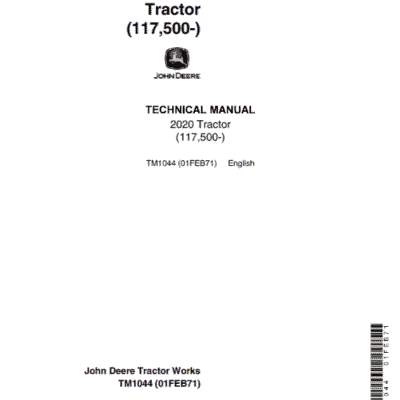 John Deere 2020 Tractor Technical Manual (SN. from 117500 -)