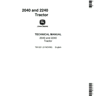 John Deere 2040, 2240 Tractors Repair Technical Manual