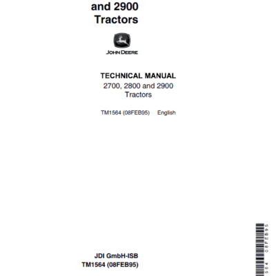 John Deere 2700, 2800, 2900 Tractors Repair Technical Manual