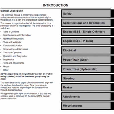 John Deere 100 Series Type 145, 155C, 190C Lawn Tractor Manual
