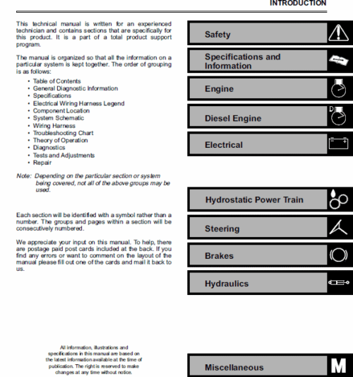 John Deere 425, 445 and 455 Lawn Garden Tractors Technical Manual