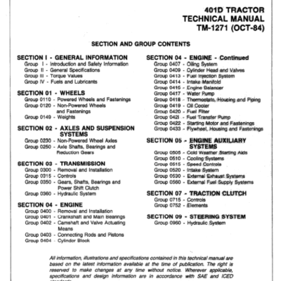 John Deere 401D Tractor Repair Technical Manual (TM1271)