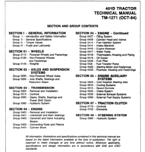 John Deere 401D Tractor Repair Technical Manual (TM1271)