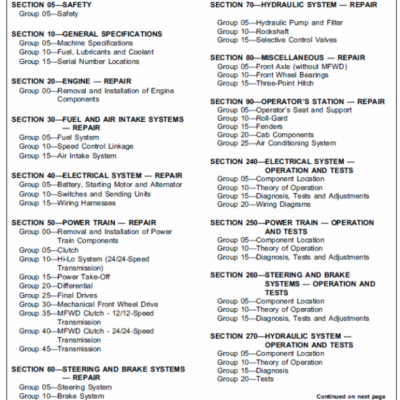 John Deere 5300N, 5400N, 5500N Tractors Repair Technical Manual