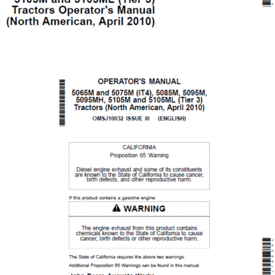 John Deere 5065M, 5075M Tractors Repair Technical Manual
