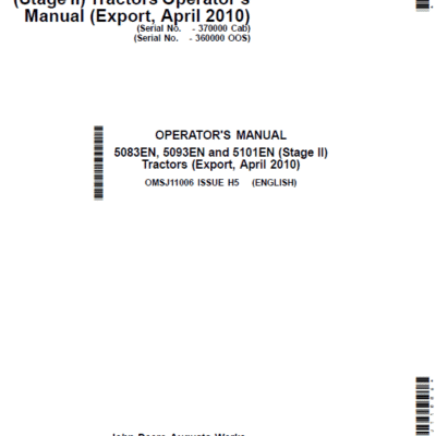 John Deere 5083EN, 5093EN, 5101EN (Tier 2 & 3 ) Repair Technical Manual