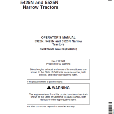 John Deere 5325N, 5425N, 5525N Tractors Repair Technical Manual