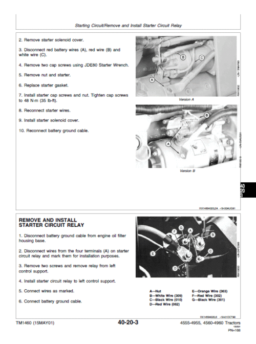 John Deere 4555, 4755, 4955 Tractors Repair Technical Manual