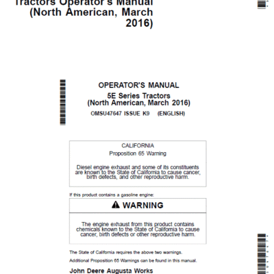 John Deere 5085E, 5100E, 5090E, 5090EL (FT4) Tractors Repair Technical Manual