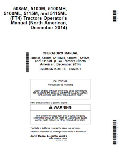 John Deere 5085M 5115ML (FT4) Tractors Repair Manual