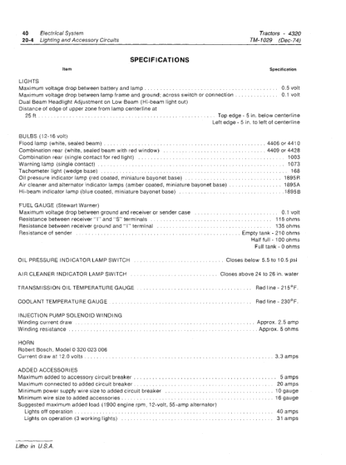 John Deere 4320 Tractor Repair Technical Manual