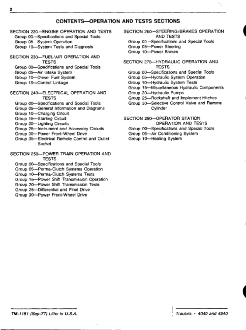 John Deere 4040, 4240 Tractors Repair Technical Manual