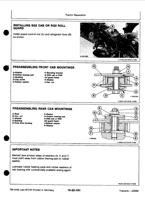 John Deere 3050, 3350, 3650 Tractors Repair Technical Manual