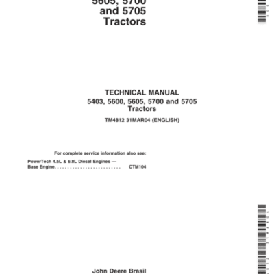 John Deere 5400N, 5500N Tractors Repair Technical Manual