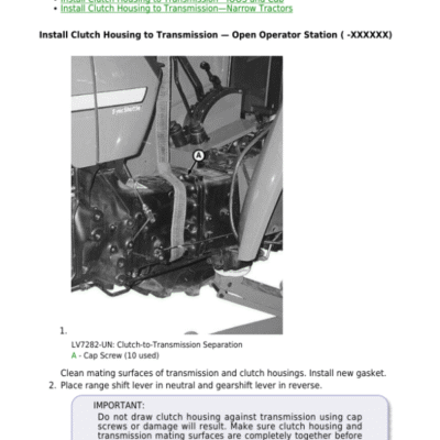 John Deere 5425, 5425 Narrow, 5425 Orchard, 5425 HC, 5625, 5625 HC Tractors Repair Manual