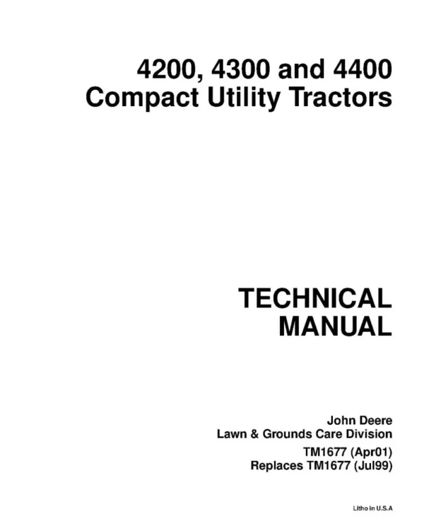 John Deere 4200, 4300, 4400 Compact Utility Repair Manual